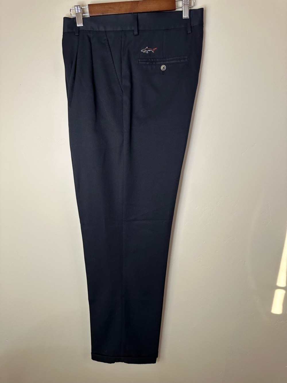 Greg Norman Collection Black Cuffed Dress Pants with Logo - 36x34